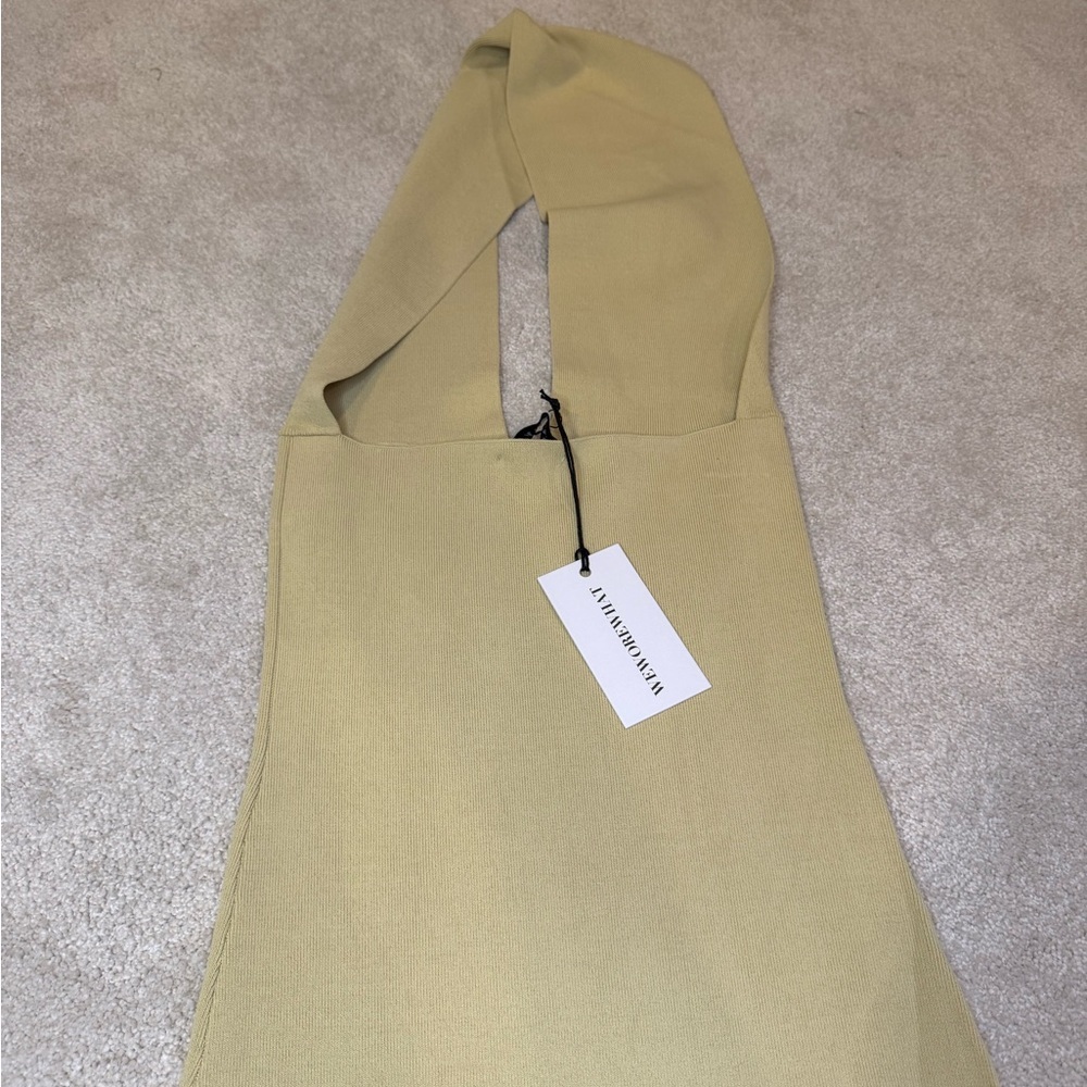 NWT WeWoreWhat Viscose Nylon Halter Neck Midi Dress in Tan Size S - Picture 11 of 11